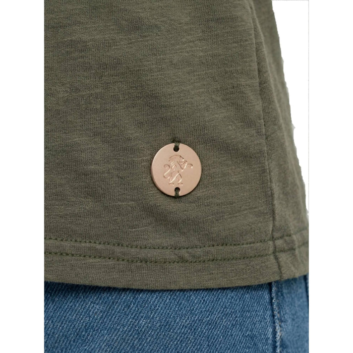 Camiseta de manga corta estilo safari urbano para mujer