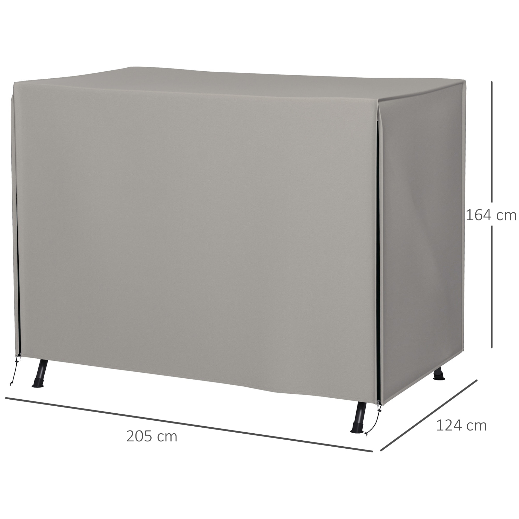Funda Balancín Jardín Funda Columpio Jardín Exterior Cubierta de Columpio de Tela Oxford 600D con 2 Cremalleras Impermeable 205x124x164 cm Gris Claro
