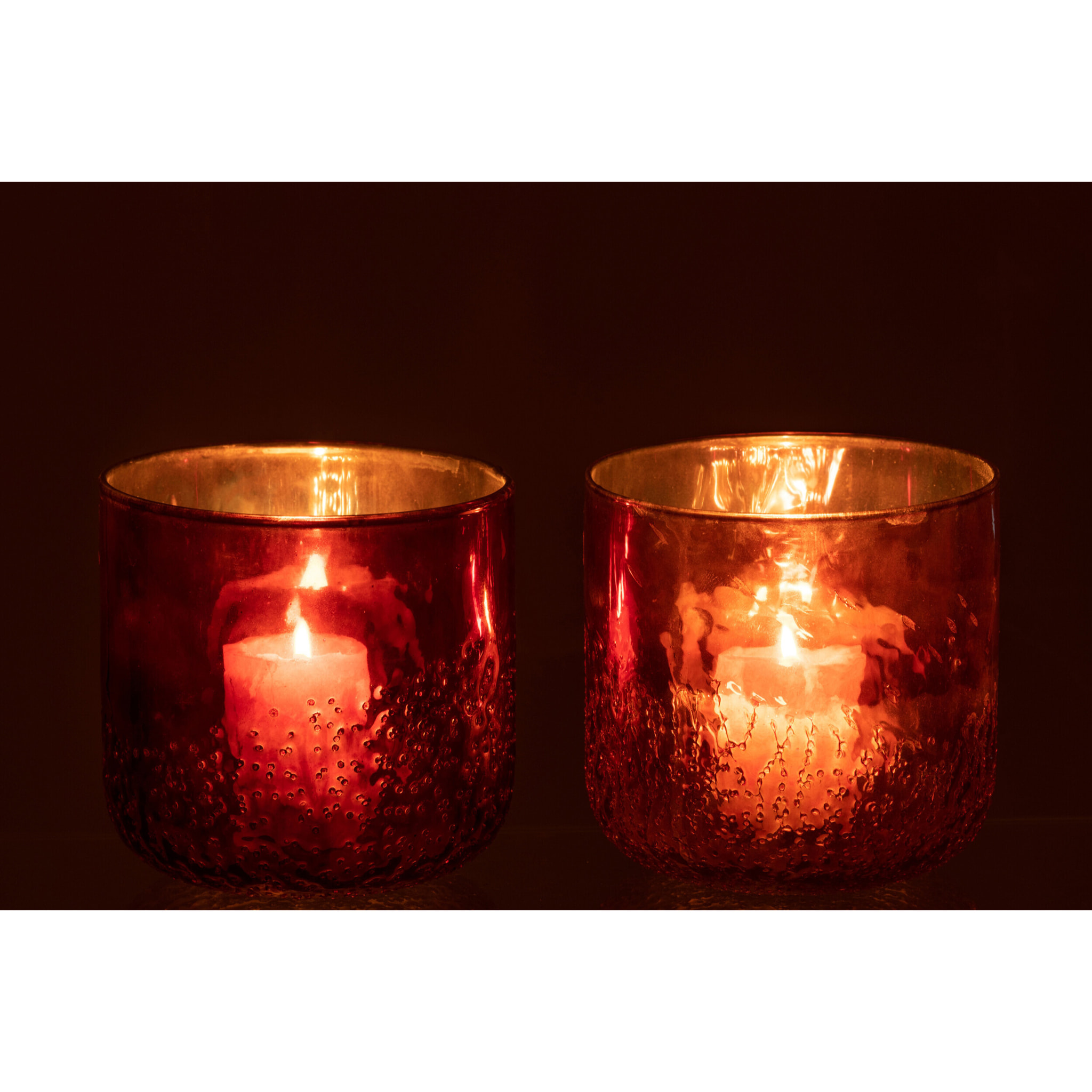 J-Line photophore Miroir - verre - cuivre/rouge - medium - 2 pcs