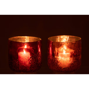 J-Line photophore Miroir - verre - cuivre/rouge - medium - 2 pcs