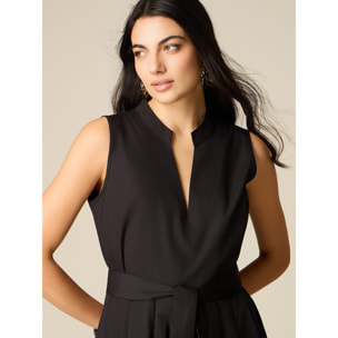 Oltre - Vestito flare in popeline di cotone - Nero