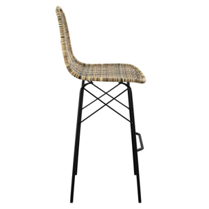 Lot de 2 chaises de bar de jardin 76 cm en résine tressée marron - Tiptur