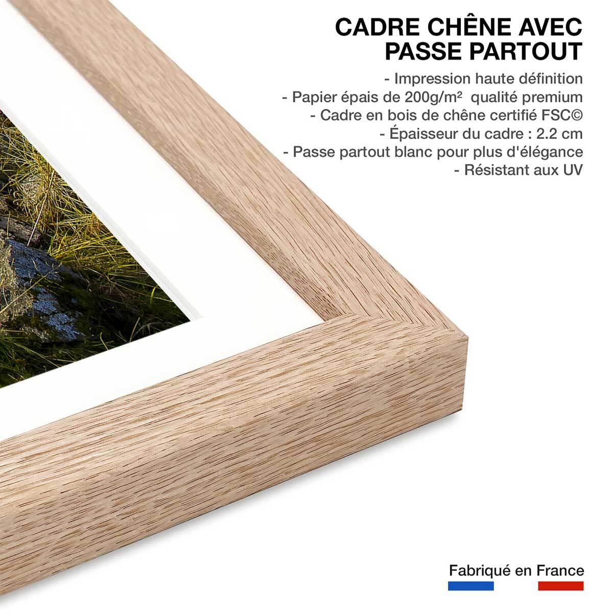 Affiche paysage lac glacière Affiche + cadre en bois - Chêne