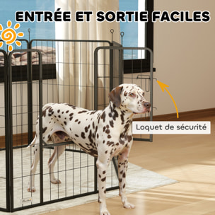 Parc enclos chien modulable pliable 6 panneaux H.100cm porte verrouillable acier époxy anthracite