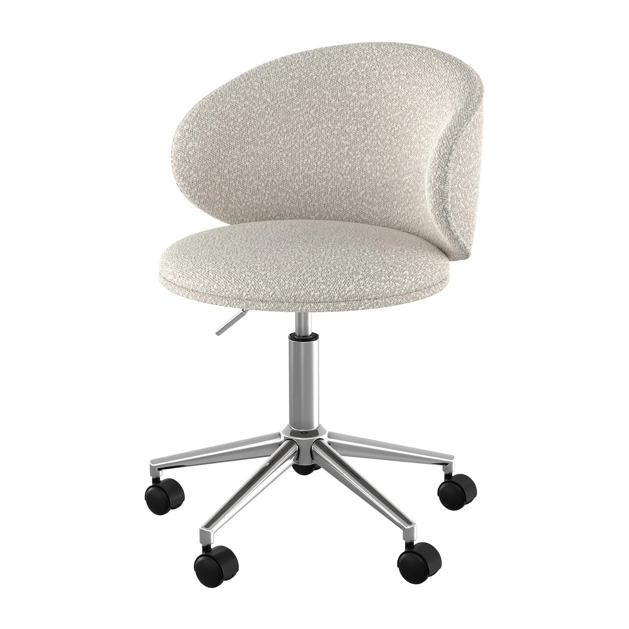 Chaise de bureau pivotante et réglable en tissu bouclé blanc - Aurore