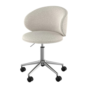 Chaise de bureau pivotante et réglable en tissu bouclé blanc - Aurore