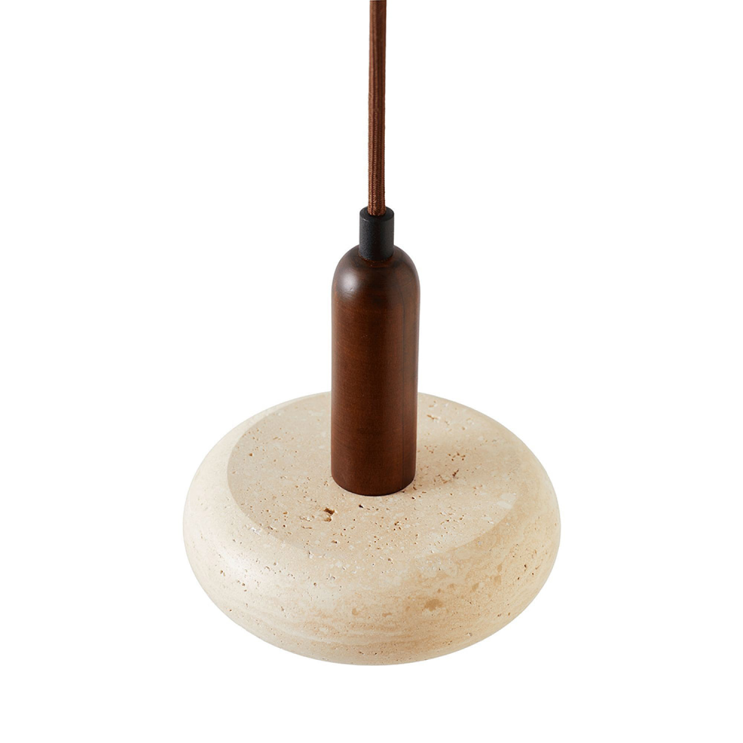 Suspension design cylindrique en travertin et bois effet noyer TIVOLI