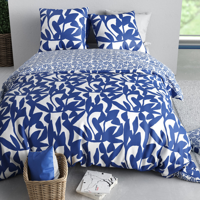 Parure housse de couette imprimé 100% coton - nereide - blanc