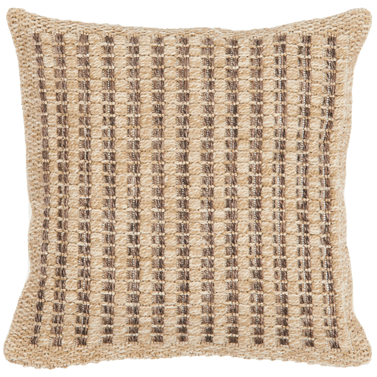 NATURE - Housse de coussin aspect jute et marron 50x50