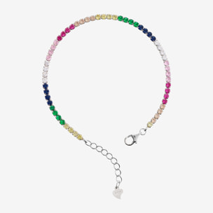 Bracciale Tennis Arcobaleno in Argento 925 placcato Platino con Cubic Zirconia