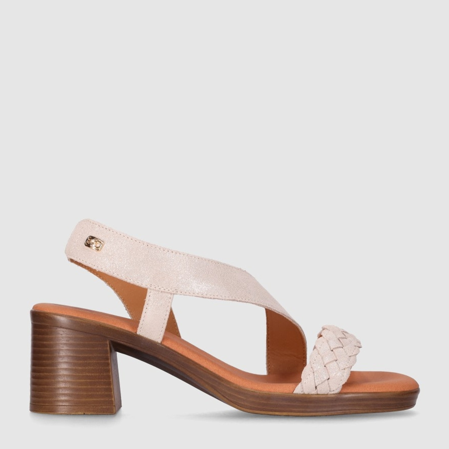 Sandalias de Serraje - Platino - Tacón: 6 cm