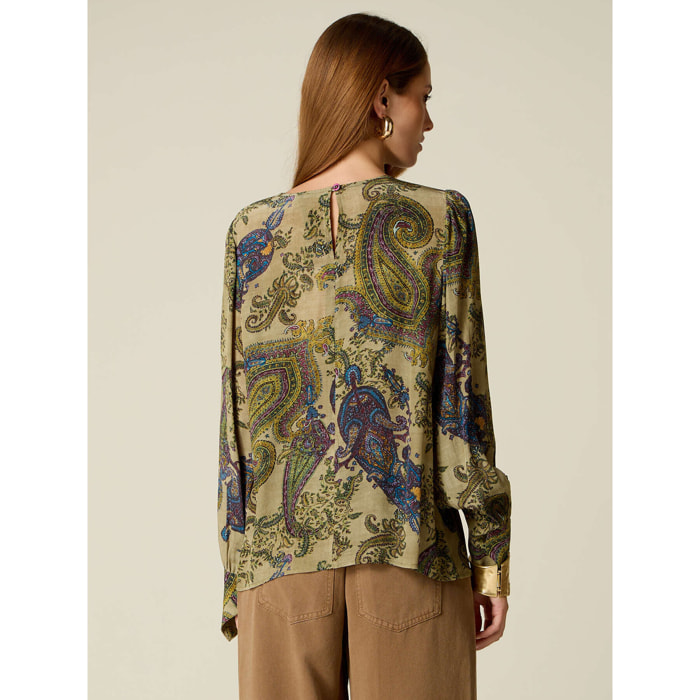 Oltre - Blusa de viscosa estampada - Verde