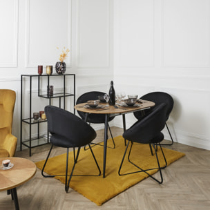 Fauteuil Rond Velours Cotele Giulia Noir