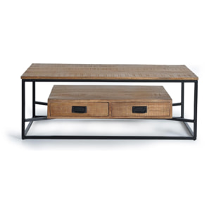 Mesa de centro - madera de mango y metal - 45x120x60cm