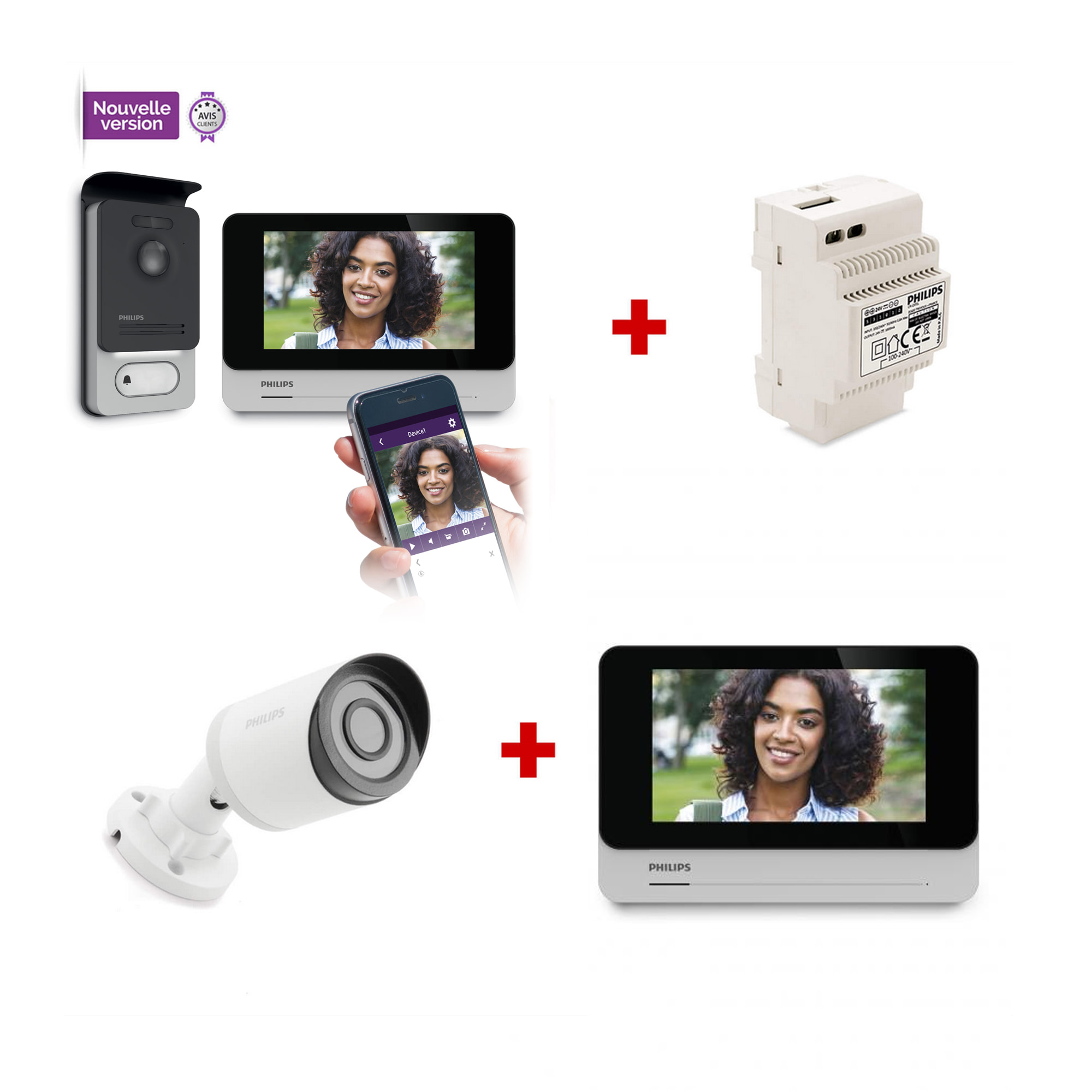 Visiophone filaire 1 caméra et 2 écrans - Philips Connect 2 Premium -