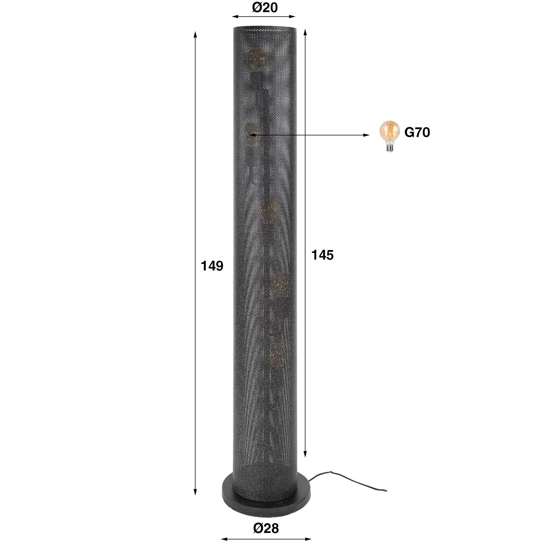 Lampadaire en métal noir perforé RALF