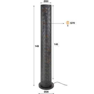 Lampadaire en métal noir perforé RALF