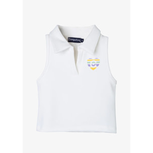 Polo bianca senza maniche da bambina