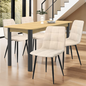 Chaises Linda en velours et pieds métal noirs - Crème