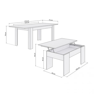 Pack mesa de comedor 123 y mesa de centro Vita Blanco Artik (Blanco Mate)