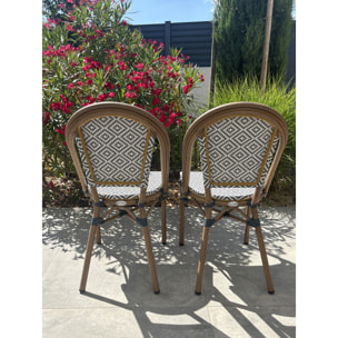 BISTRO - Lot de 2 fauteuils de jardin empilables en aluminium - bleu