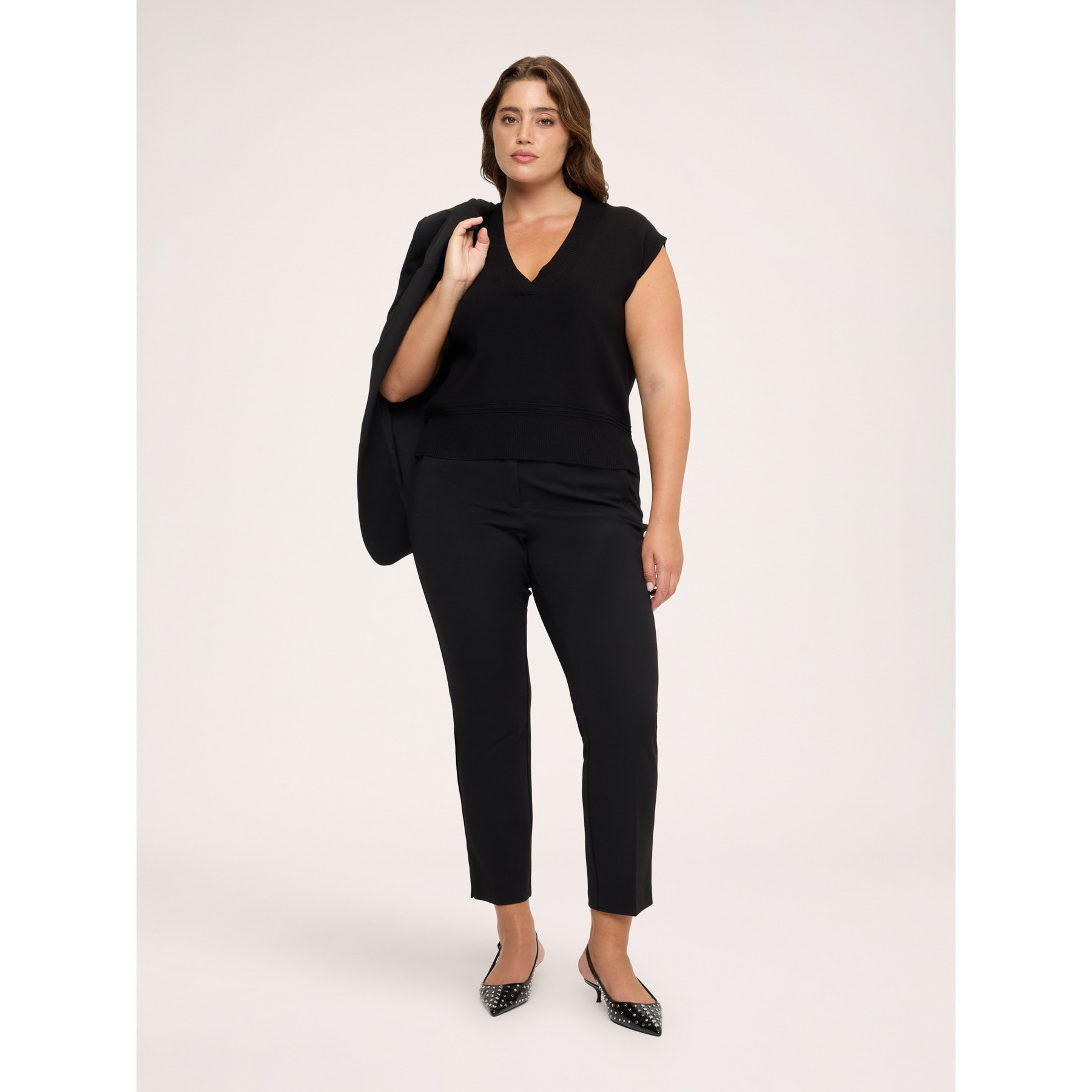 Fiorella Rubino - Chaleco de punto fino con escote en V - Negro