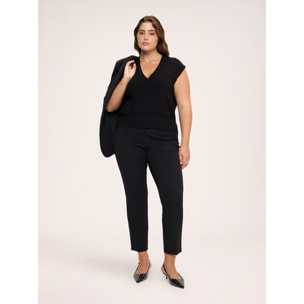 Fiorella Rubino - Chaleco de punto fino con escote en V - Negro