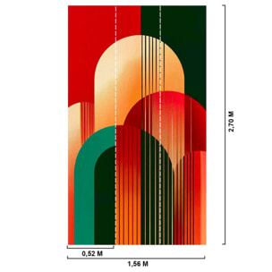 Papier peint arches graphiques rouge et vert style art déco moderne Intissé