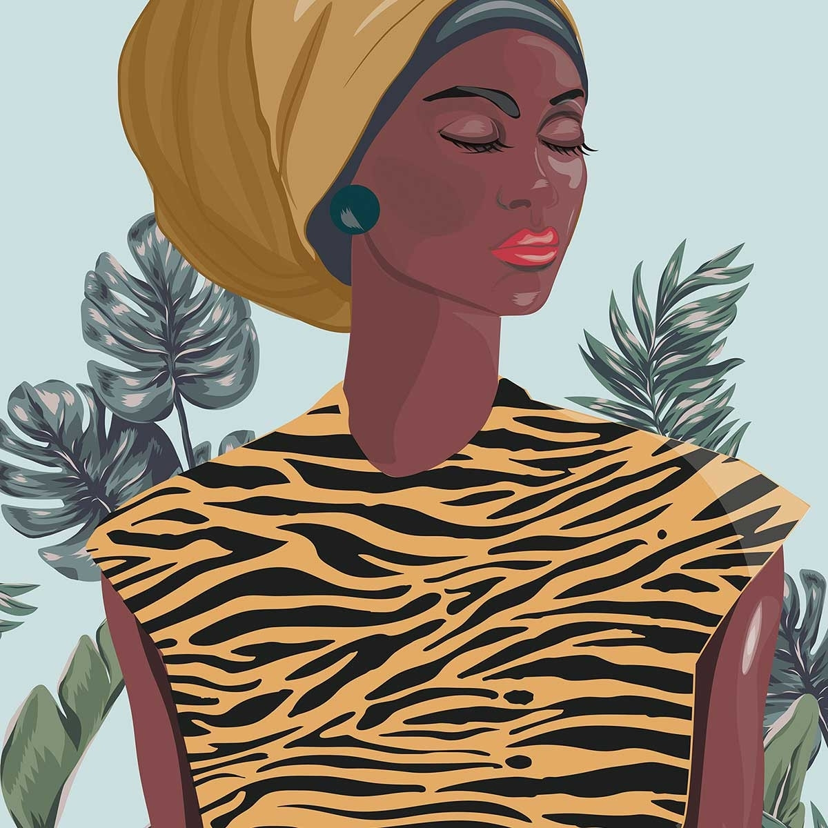 Affiche mode Jamaican girl Affiche sous cadre bois