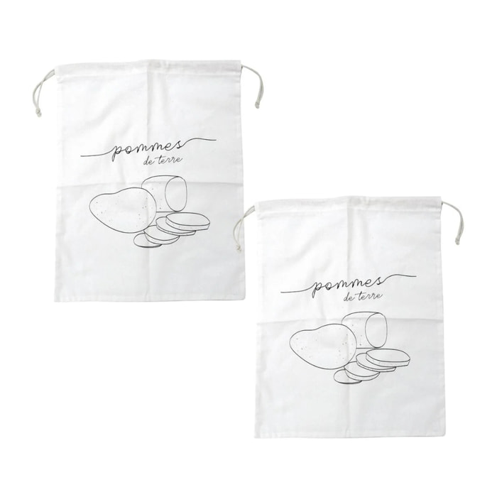 Lot de 2 sacs à légumes réutilisables avec 2 sacs en coton Fackelmann Nature