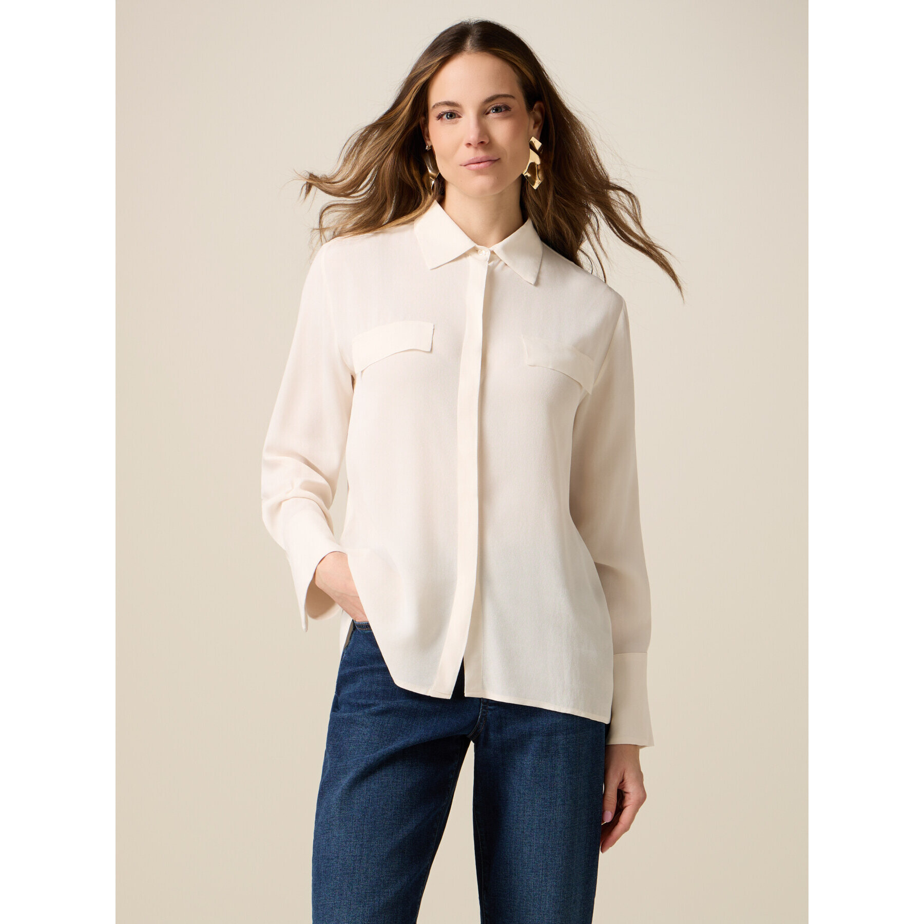 Oltre - Camicia in viscosa - Bianco