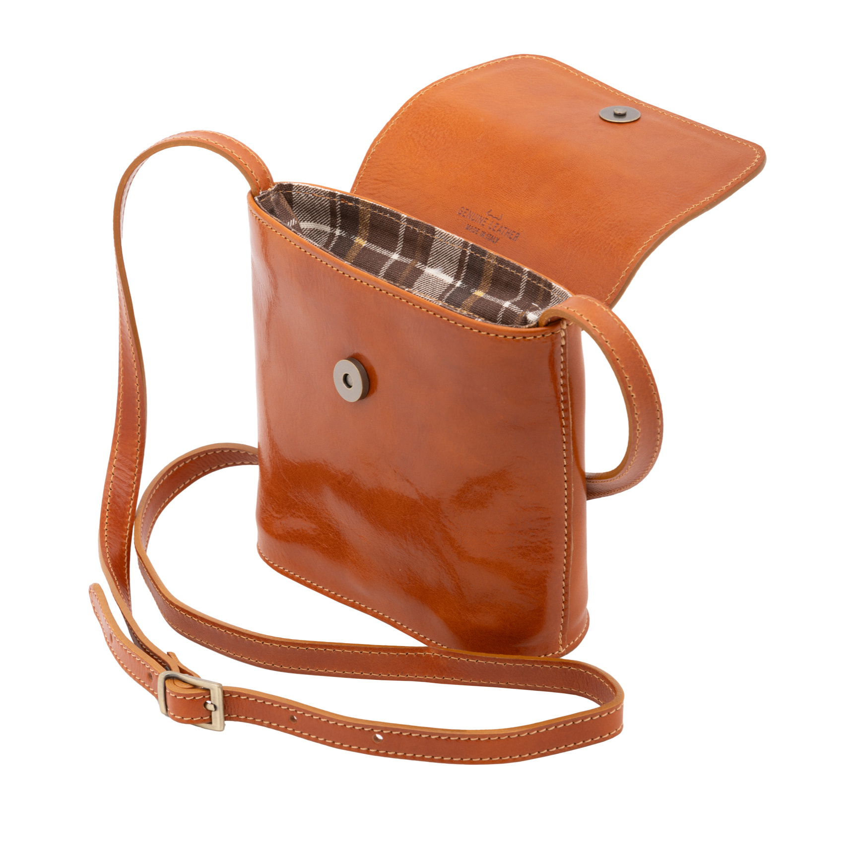 Borsa a tracolla  da uomo In Vera pelle Made in Italy 16x17,5x7 cm