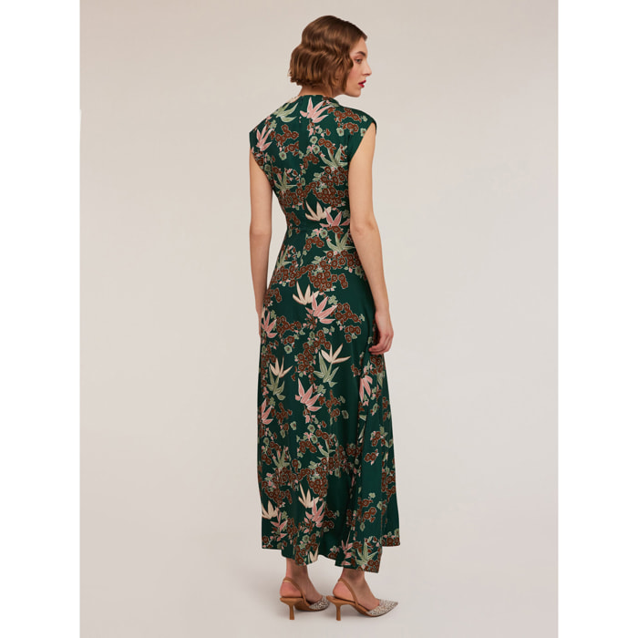 Motivi - Vestido largo estampado decò - Verde