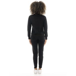 Tuta da donna in cotone non garzato con colletto e zip Leone Chic Gold