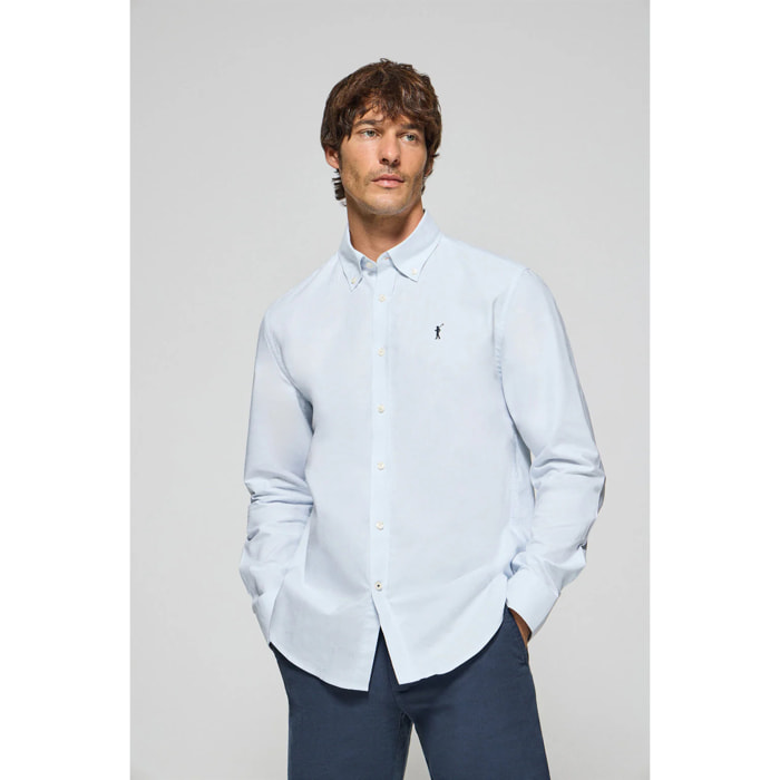 Camicia oxford celeste con logo Rigby Go ricamato