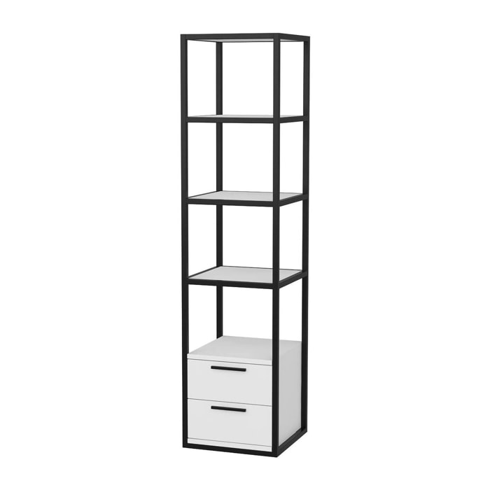 Libreria Dfogliat, Scaffale da ufficio, Mobile portalibri, Biblioteca, 39x39h169 cm, Bianco e Nero