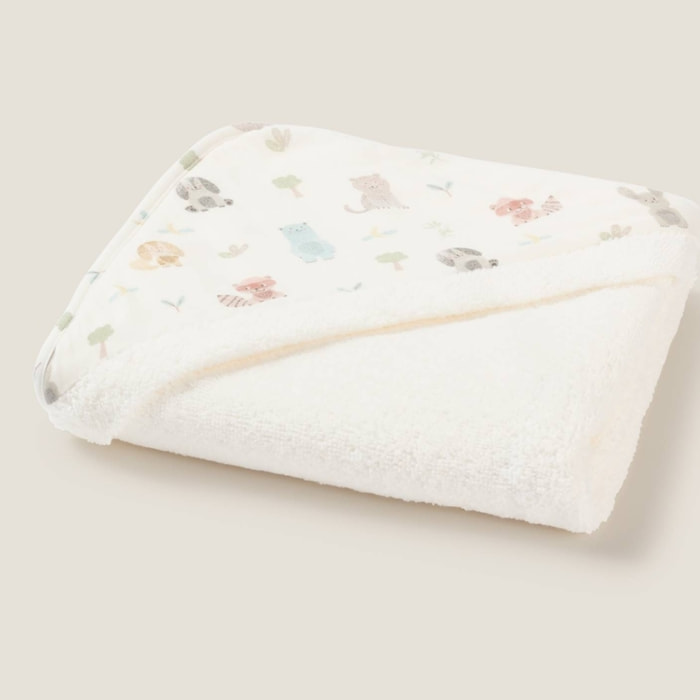 Toalla capucha estampado animales Bicus color blanco