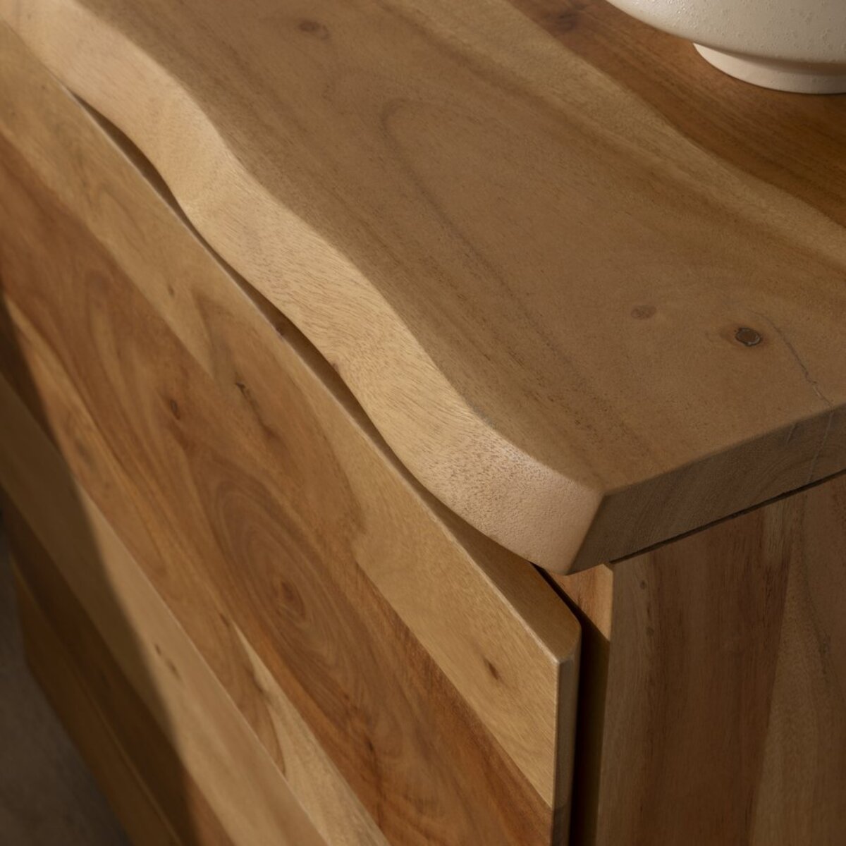 Table de chevet Livenza -bois massif d'acacia-couleur acacia 55 x 60 x 45 cm