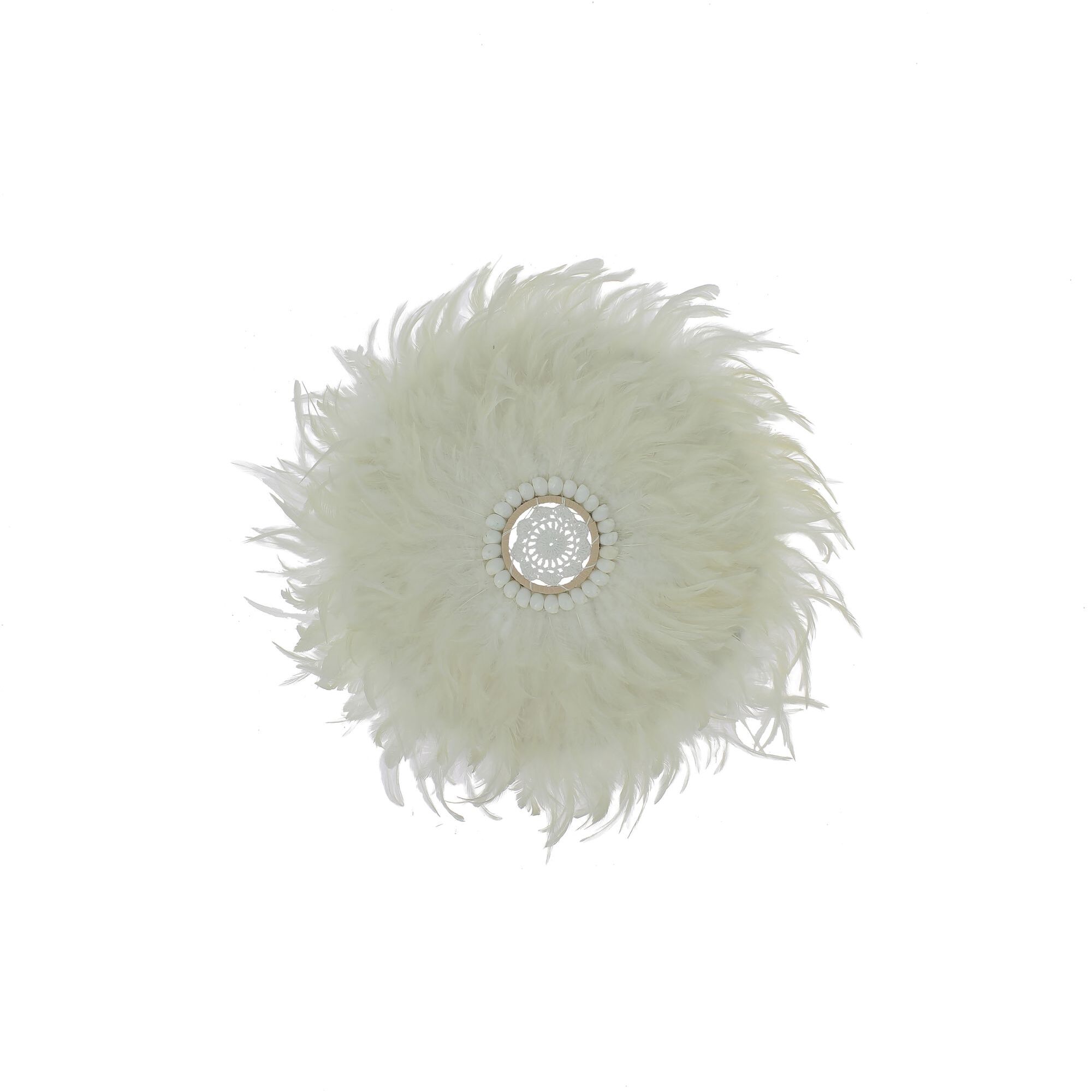 JUJUHAT DECORATION EN PLUMES BLANCHES ET COQUILLAGES Ø40 CM KAPAU