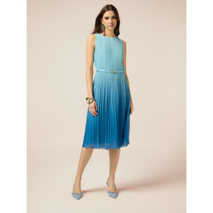 Oltre - Vestido midi plisado degradado - Light - blue