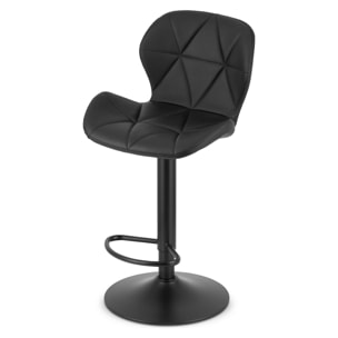 Sgabello da bar West in ecopelle nera con base regolabile