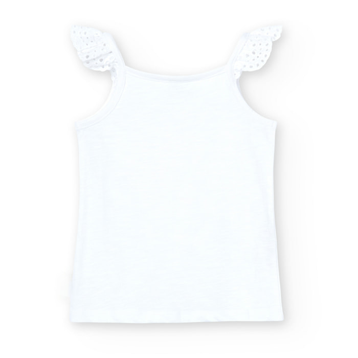 Camiseta de tirantes niña, algodón, cuello redondo, blanco
