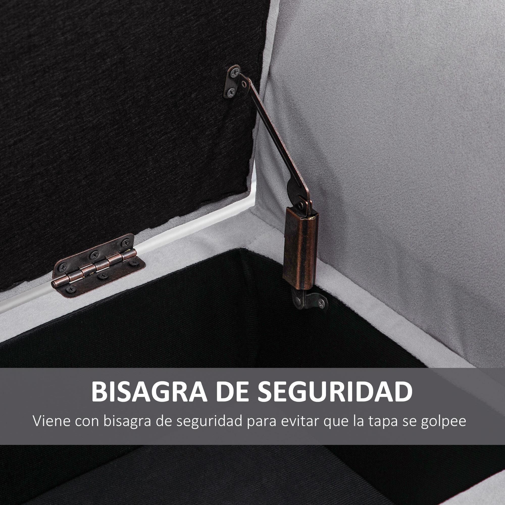 Baúl de Almacenaje para Dormitorio Banco de Almacenamiento con Tapa Abatible Reposabrazos y Patas de Madera para Salón 111,5x41x65 cm Gris Claro