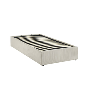 Lit coffre sommier à lattes 90 x 190cm velours côtelé (fine côte) DEVON