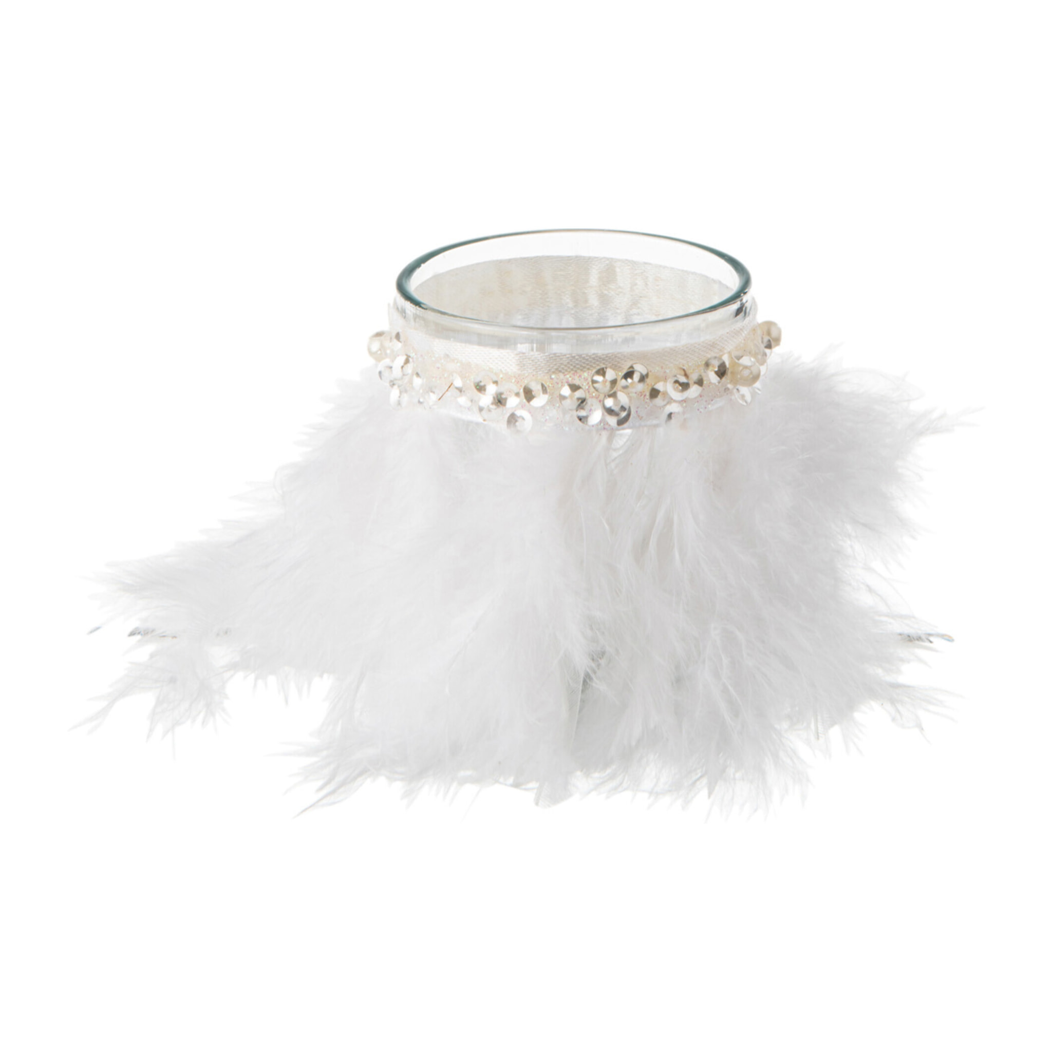 J-Line bougeoir Plumes Blanc - verre - blanc/transparent - small - 3 pcs