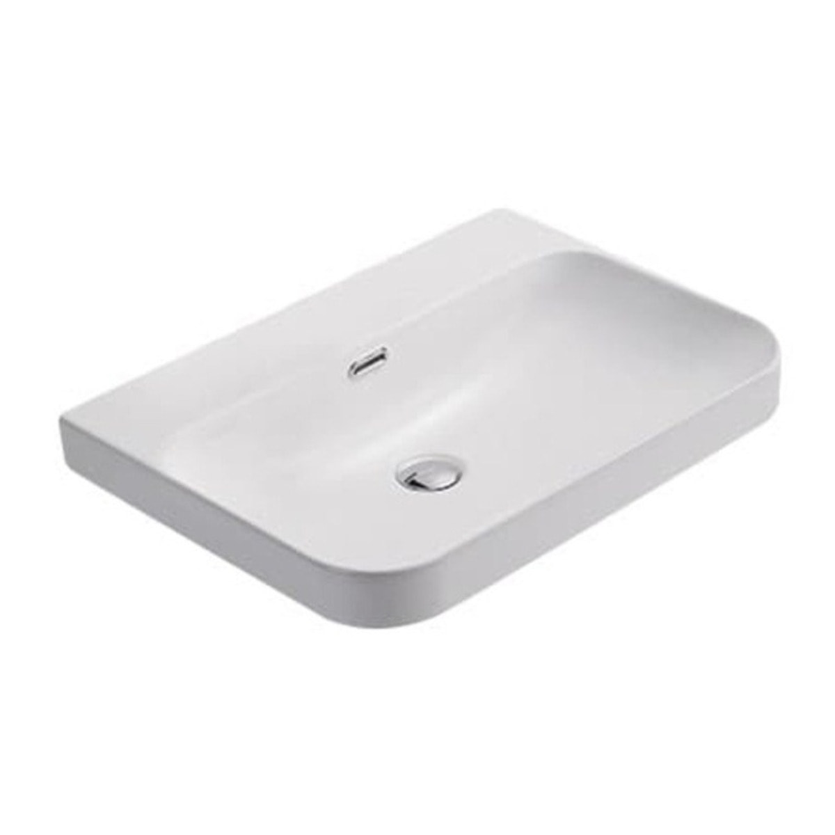 Meuble lavabo Swiss Aqua Technologies Fusion 60,5x46 cm blanc mat, trou pour robinet au milieu SATFUS6046MW