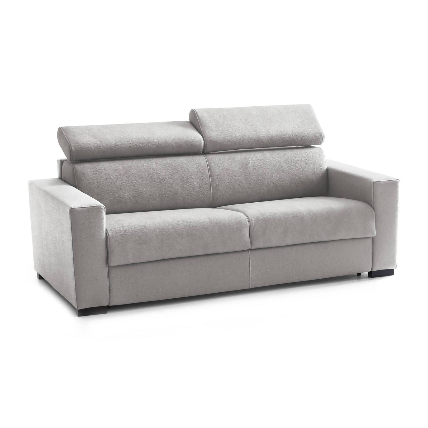 Divano Letto Aisha, Divano a 3 posti, 100% Made in Italy, Sofà Soggiorno con apertura girevole, con poggiatesta regolabili e Braccioli slim, Cm 200x95h85, Grigio