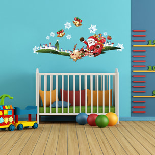 Sticker Noël le village enchanté du Père Noël - Autocollants stickers adhésifs noël - décoration fêtes