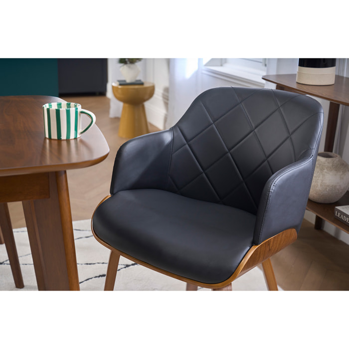 Chaise design noir et bois foncé LUCIEN