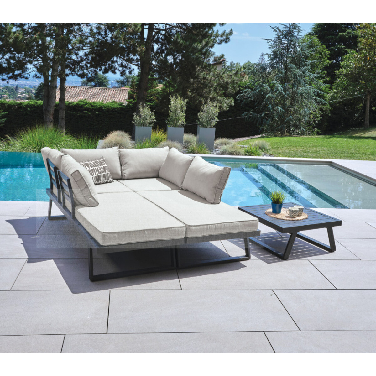 Salon de jardin modulable - 6 places - OAKLAND BEIGE